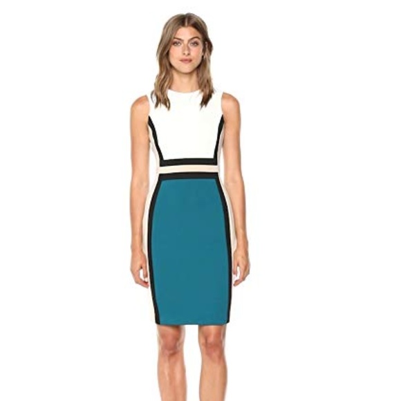 NWT Calvin Klein Color Block Sheath Dress - Picture 1 of 8